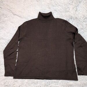 Vintage Pursuits Ltd. Shirt Womens L Petite Brown Silk Top Soft‎ Comfort Preppy